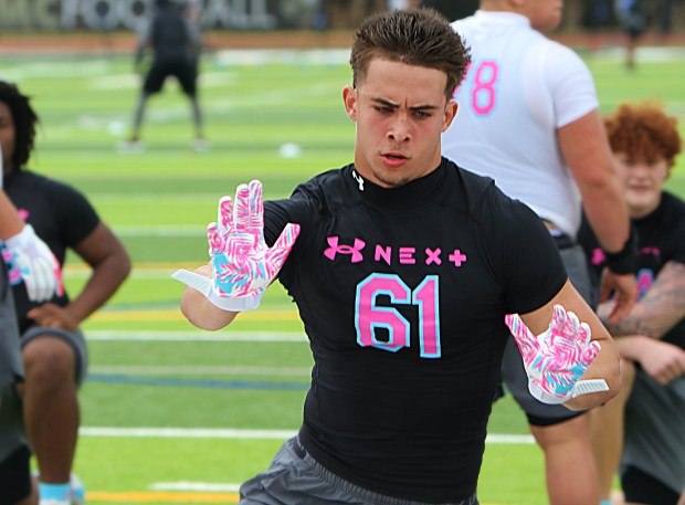 West Orange 2028 defensive end Matheus Kaminski Cordeiro was an MVP at the Under Armour Camp Series event at Bishop Moore Catholic High School, Sunday, Feb. 22, 2026. (Chris Hays/Orlando Sentinel)