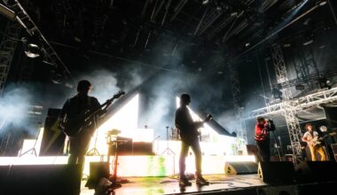 Photo of the band The Strokes performing at III Points festival in Miami.