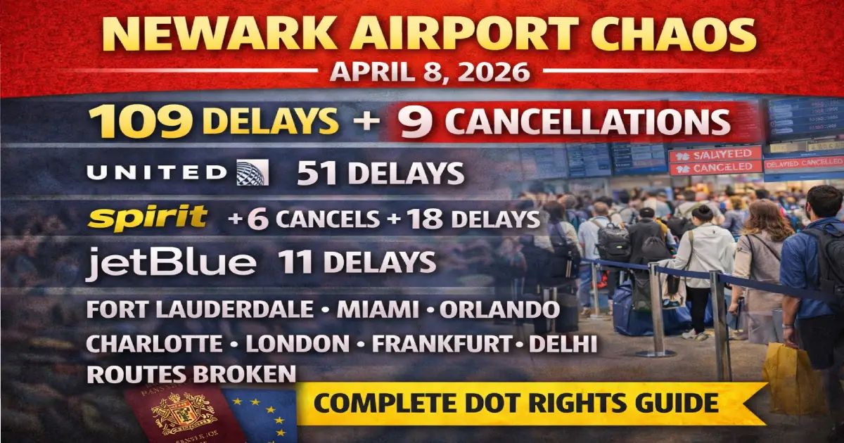 Newark Airport Chaos April 8, 2026: 109 Delays, 9 Cancels