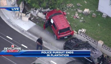 1 taken into custody after pursuit ends in crash near Lauderhill - WSVN 7News | Miami News, Weather, Sports