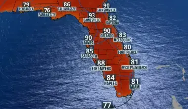 Map showing heat forecast for Florida