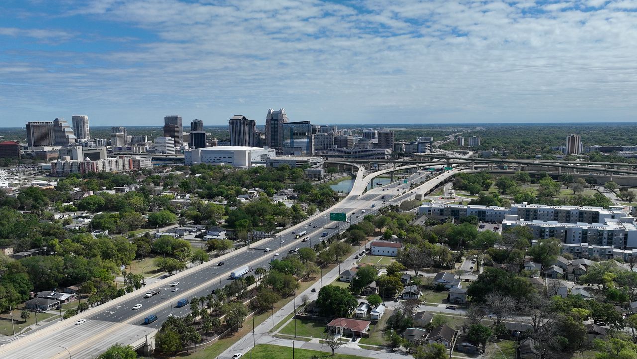 Work is starting to add an extra lane to SR-408 eastbound driving towards I-4. (Phil Petersen, Spectrum News)