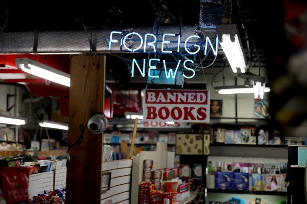 A section dedicated to banned books, shown on March 27, is featured at Bob's News and Books on Andrews Avenue in Fort Lauderdale. (Mike Stocker/South Florida Sun Sentinel)