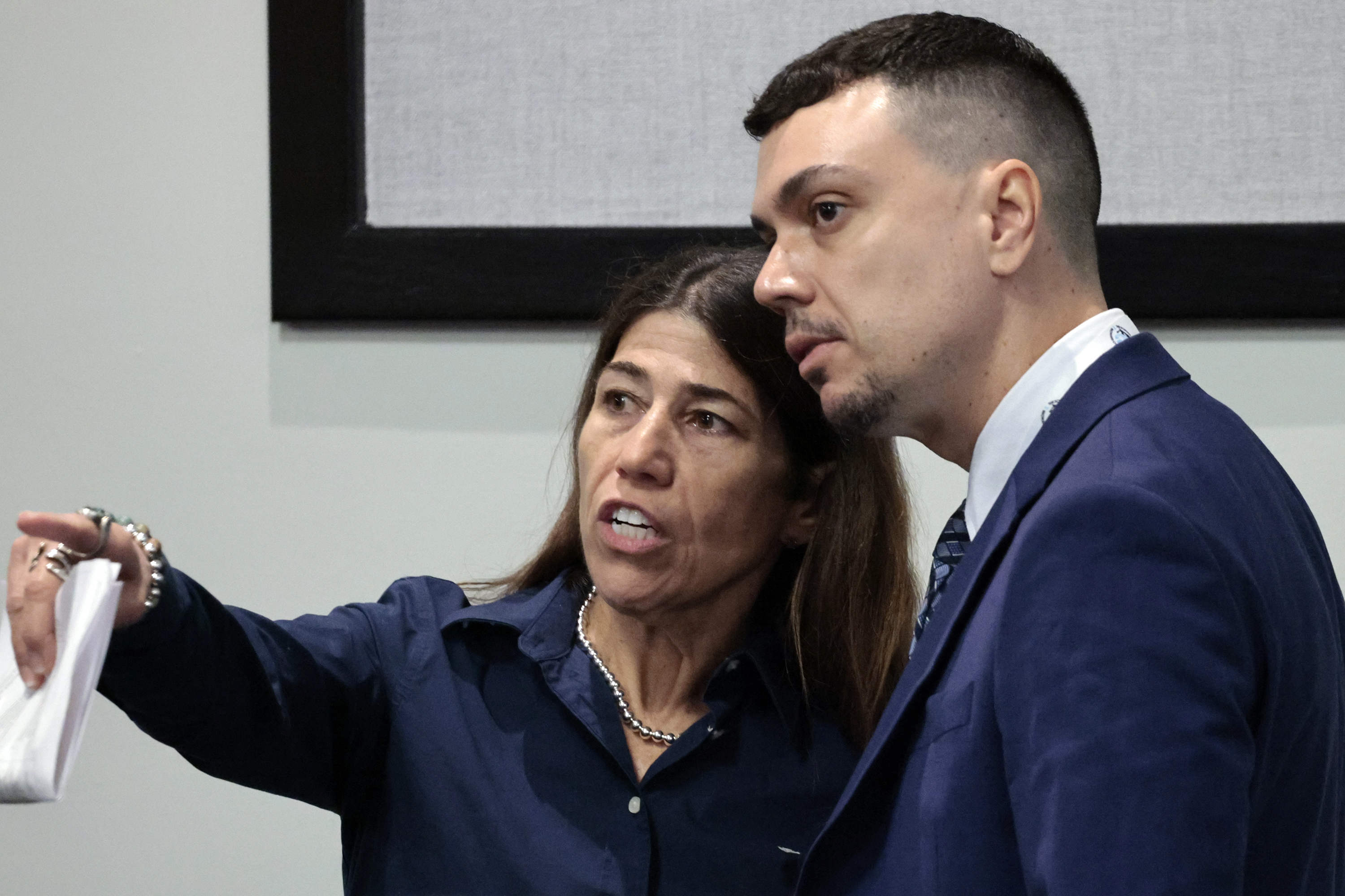 Broward Teachers Union President Anna Fusco, left, and Broward Schools...