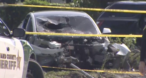 Broward Sheriff's Office deputies responded to the scene of a three-vehicle rollover wreck that left two people dead near Northwest 27th Avenue and Sixth Street in unincorporated Broward County on Sunday, Aug. 11, 2024. (WSVN-7/Courtesy)