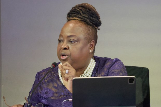 Fort Lauderdale Commissioner Pamela Beasley-Pittman speaks during a commission meeting on April 1, 2025. (Mike Stocker/South Florida Sun Sentinel)