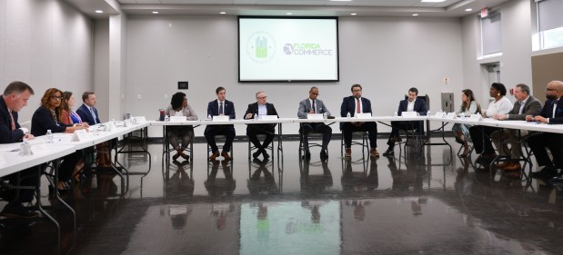 U.S. Department of Housing and Urban Development (HUD) Secretary Scott Turner speaks during a roundtable discussion on "Opportunity Zones" at the Urban League of Broward County in Fort Lauderdale on Wednesday, April 15, 2026. (Carline Jean/South Florida Sun Sentinel)