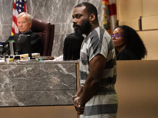 Judge Ernest Kollra looks on as Stephen Bowen is led into the courtroom at the Broward County Courthouse in Fort Lauderdale on Tuesday, April 28, 2026. Bowen is facing charges in the alleged murder of his wife, Coral Springs Vice Mayor Nancy Metayer Bowen; his attorneys entered a written not guilty plea during the proceedings. (Joe Cavaretta/South Florida Sun Sentinel)