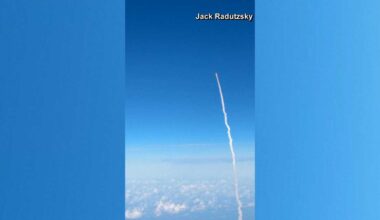 Passengers on flight capture Artemis II launch from Florida