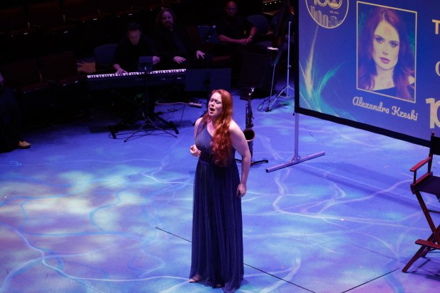 Alexandra Kzeski of Opera Orlando performs during the Orlando Sentinel 150th anniversary celebration forum on Orlando's arts scene at Orlando Family Stage on Monday, April 27, 2026. (Rich Pope/Orlando Sentinel)