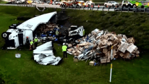 A truck overturned on Florida's Turnpike north late Monday, and the clean-up continues Tuesday morning.
