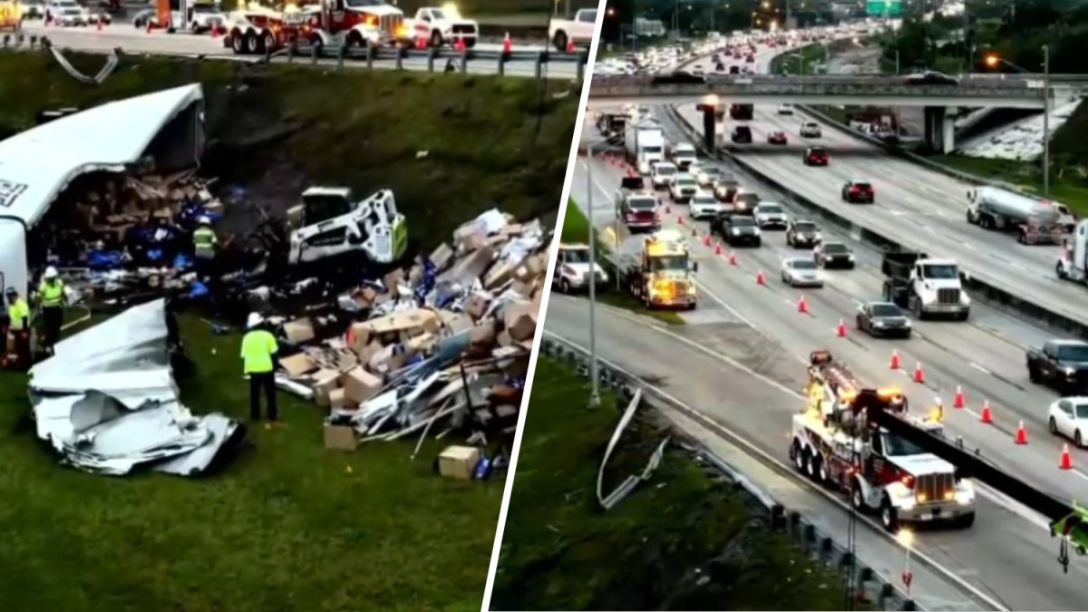 Truck rollover crash blocks lanes on Florida’s Turnpike north in Broward – NBC 6 South Florida