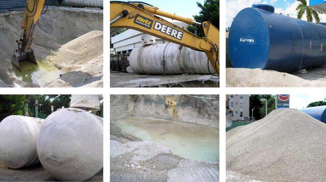 In 2007, four tanks underneath the gas station were replaced with two fiberglass tanks. During the excavation contractors noted free flowing gasoline in the water.