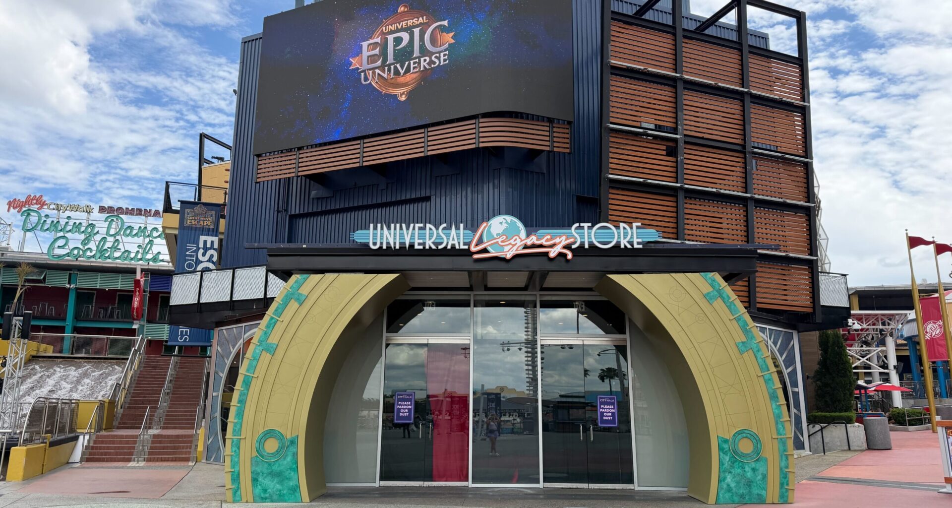 Epic Universe Preview Center Closes, Universal Legacy Store Sign Installed