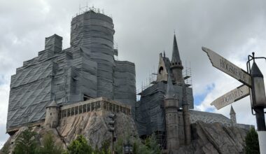 Construction on Hogwarts castle in Universal islands of Adventure in Universal Studios Florida