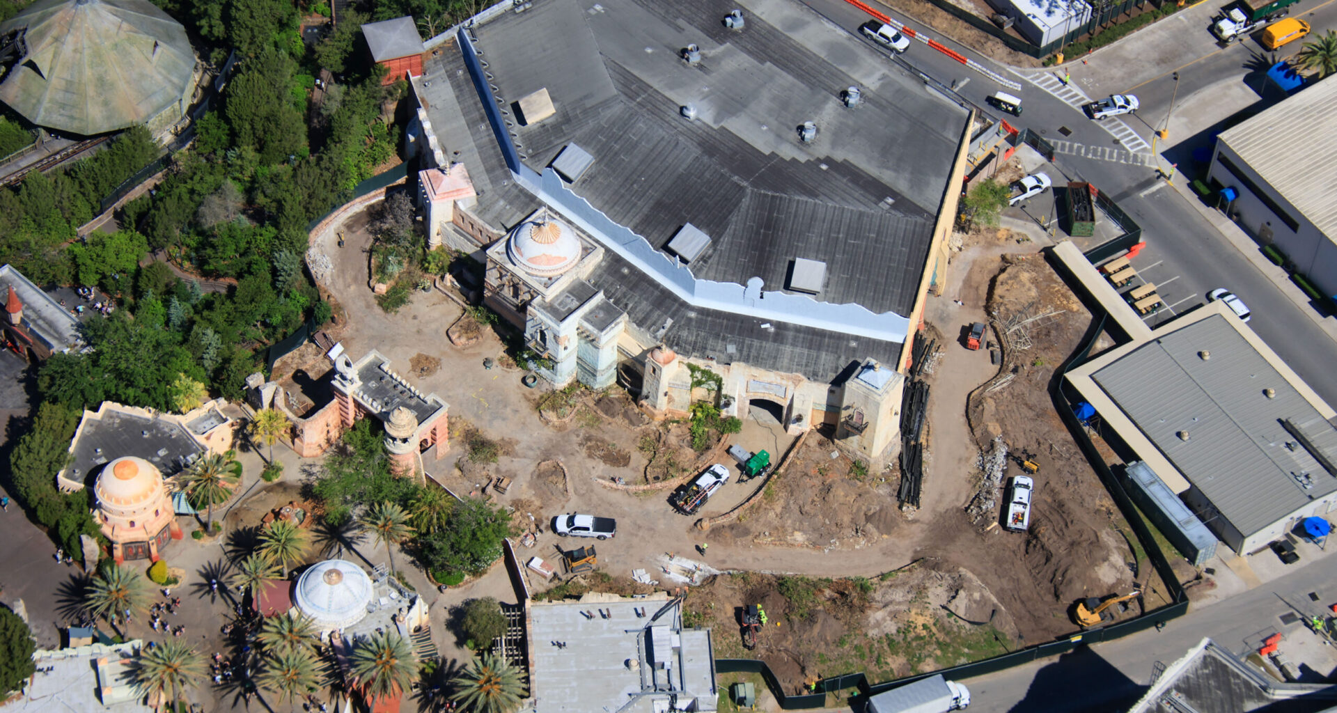 Demolition Begins Outside Former Sindbad Theater in Lost Continent at Universal Islands of Adventure