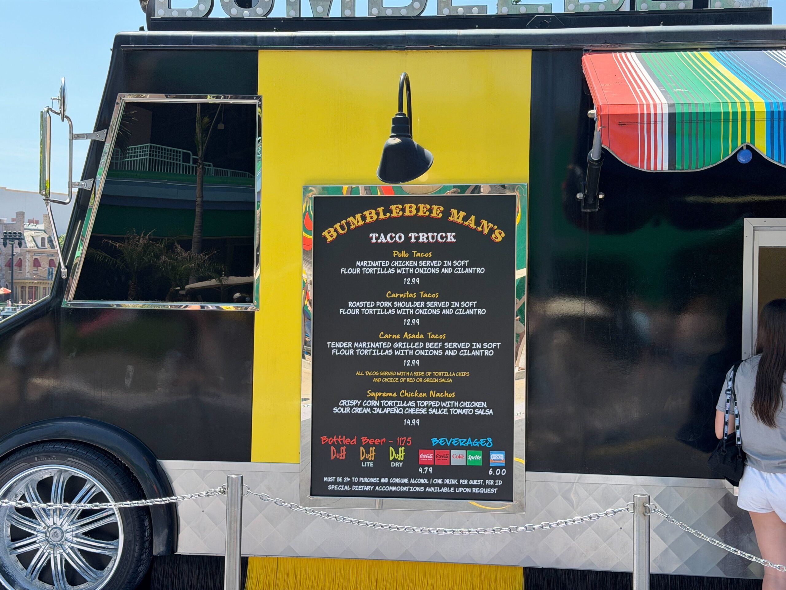 Bumblebee Man's Taco Truck menu at Universal Studios Florida