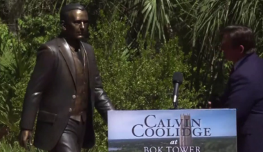 Florida leaders honor President Calvin Coolidge with new statue at Bok Tower Gardens in Lake Wales
