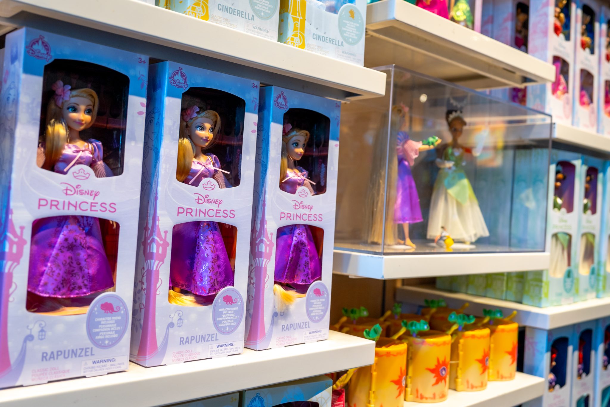 Rapunzel and Tiana dolls in their new packaging.