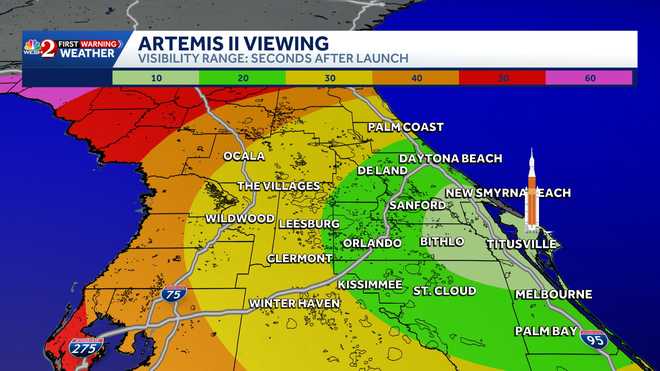 when the artemis ii launch will be visible across florida