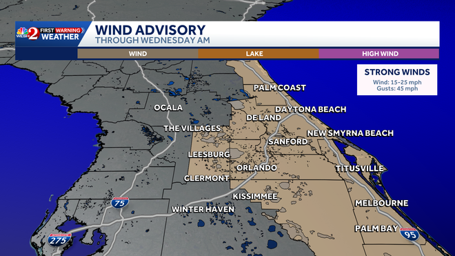 wind advisory in effect until wednesday a.m.