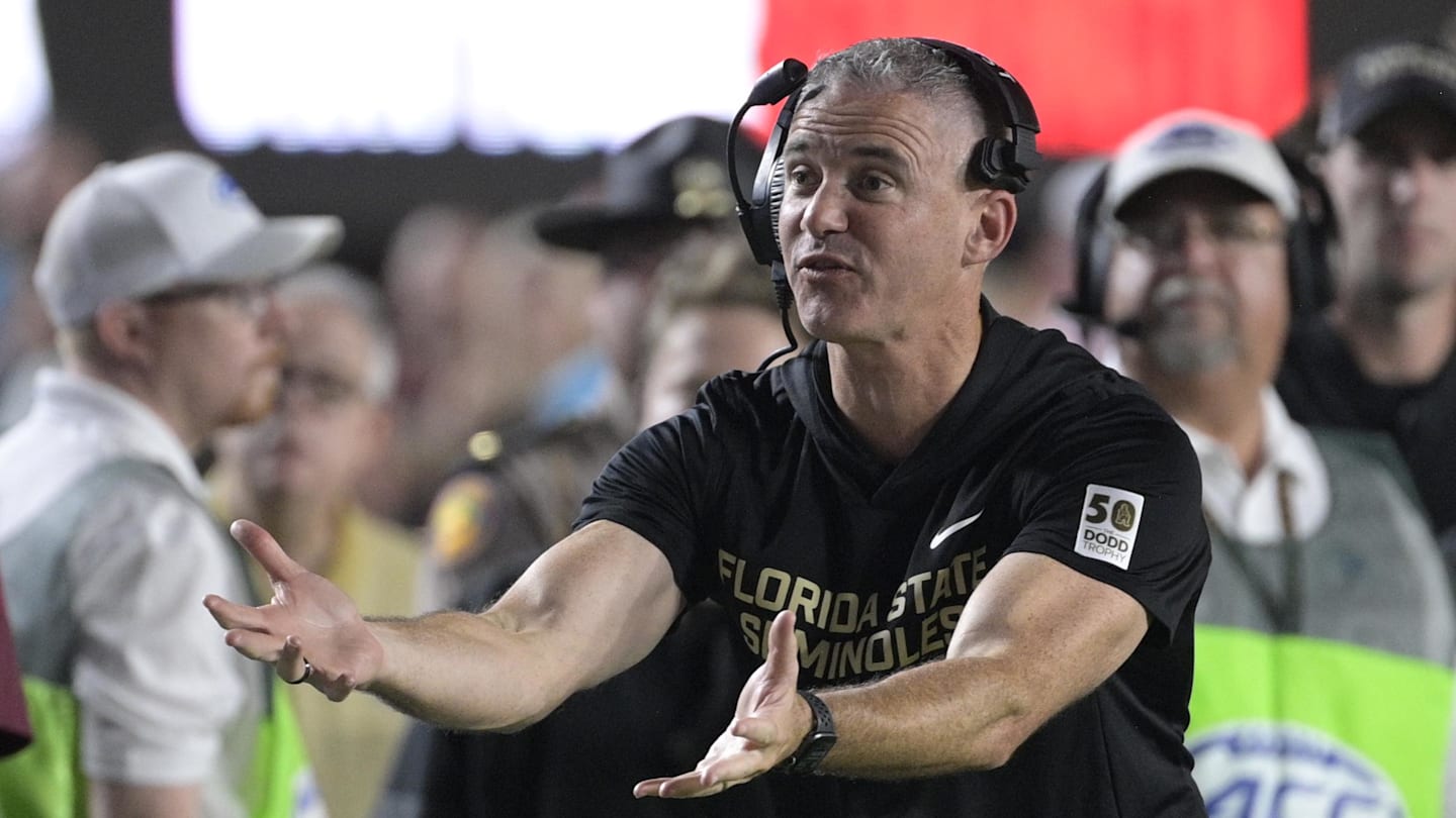 Oct 4, 2025; Tallahassee, Florida, USA; Florida State Seminoles head coach Mike Norvell during the first half against the Miami Hurricanes at Doak S. Campbell Stadium. Mandatory Credit: Melina Myers-Imagn Images