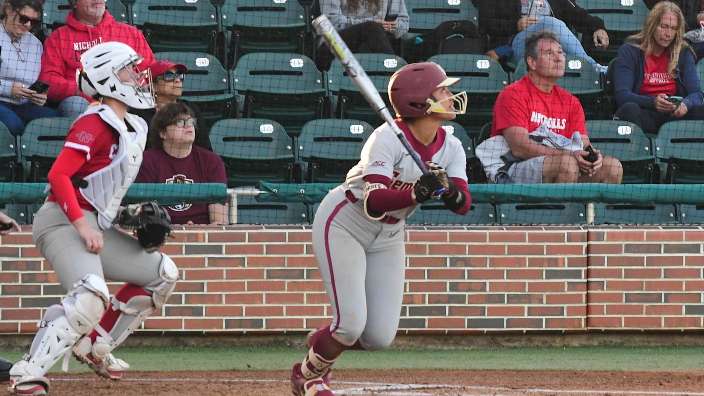 Florida State softball swept Nicholls 5-4, 8-0, in a doubleheader Saturday, Feb. 24, 2024 during the Dugout Club Classic at JoAnne Graf Field.