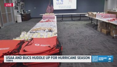 USAA and the Tampa Bay Buccaneers team up to prepare hurricane kits for Military Families
