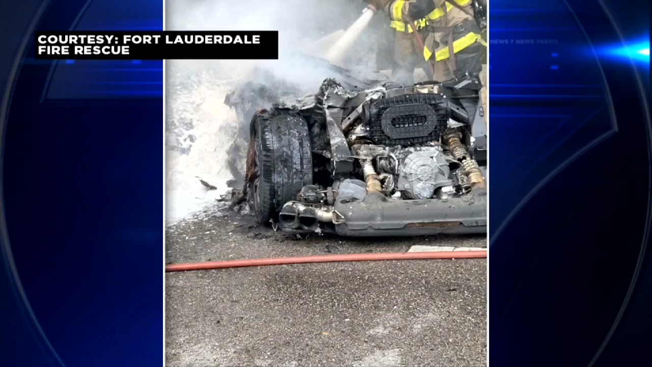 Fiery crash after a car hits a tree in Fort Lauderdale - WSVN 7News | Miami News, Weather, Sports