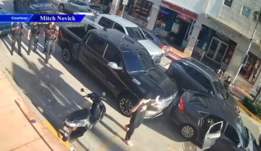 Surveillance video shows takedown of wanted man in Miami Beach accused of burglary at Miami gas station - WSVN 7News | Miami News, Weather, Sports