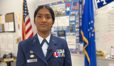 Arthi Gouravelli is making history in the halls of Middleton High School.  Her JROTC instructors say she’s the first they know of to ever receive the National Society of the Sons of the American Revolution JROTC award. (Spectrum News/Fallon Silcox)