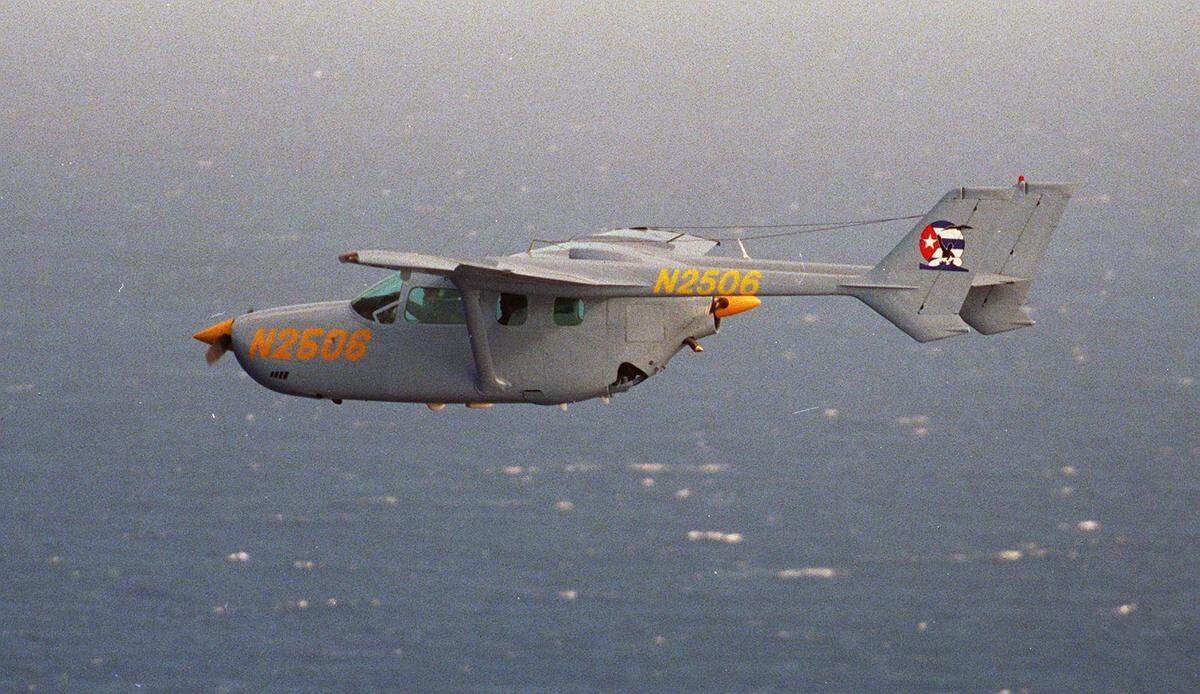 Brothers to the rescue plane flies during a one-year anniversary memorial service in 1997.