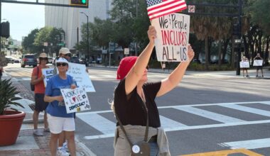 ‘It’s dividing people’: Tampa Bay protesters rally against Florida congressional redistricting efforts