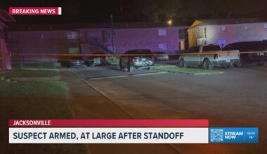 Jacksonville police search for armed suspect after standoff