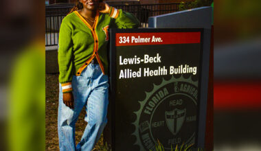 Raleigh Ford poses outside Florida A&M University’s Lewis-Beck Allied Health Building, where she cultivated her passion for public health through research, leadership and service. (Photo Courtesy: Raleigh Ford)