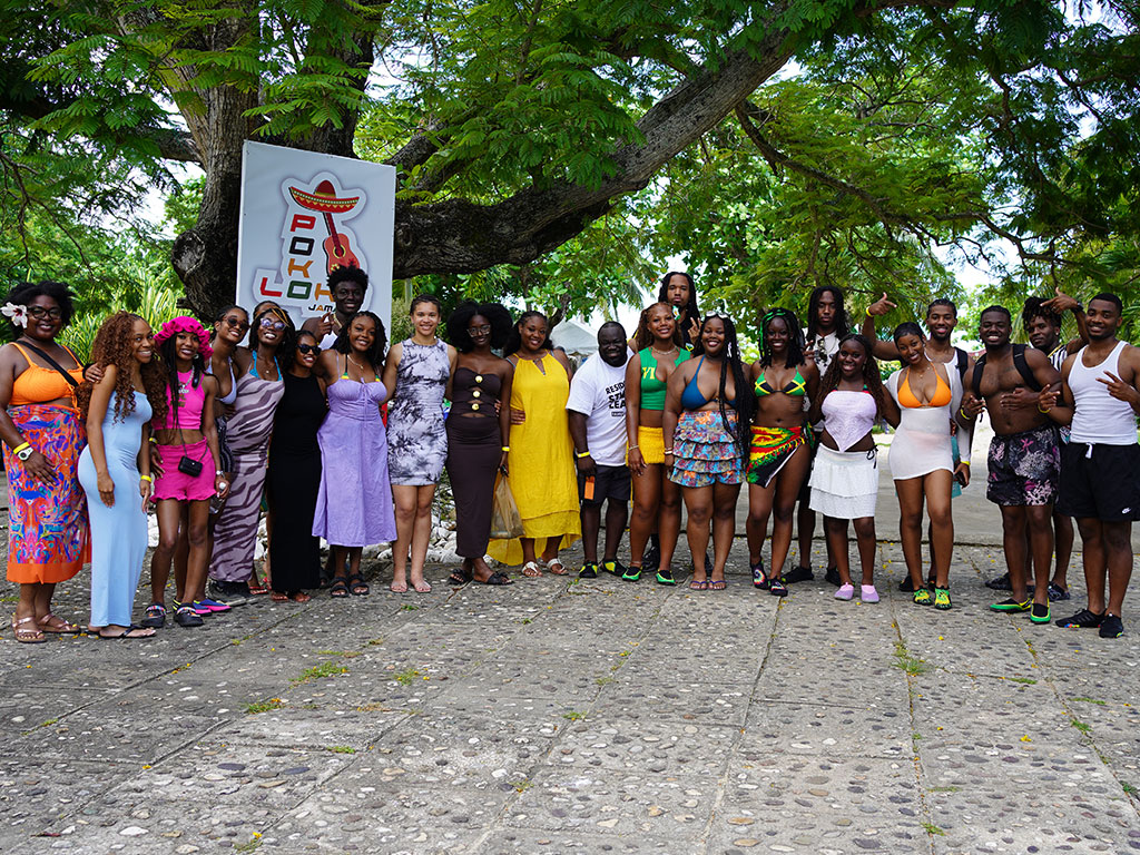 Florida A&M University student leaders and staff pose together during a cultural excursion in Jamaica as part of a weeklong international service-learning experience led by the Office of University Housing and Division of Student Affairs.