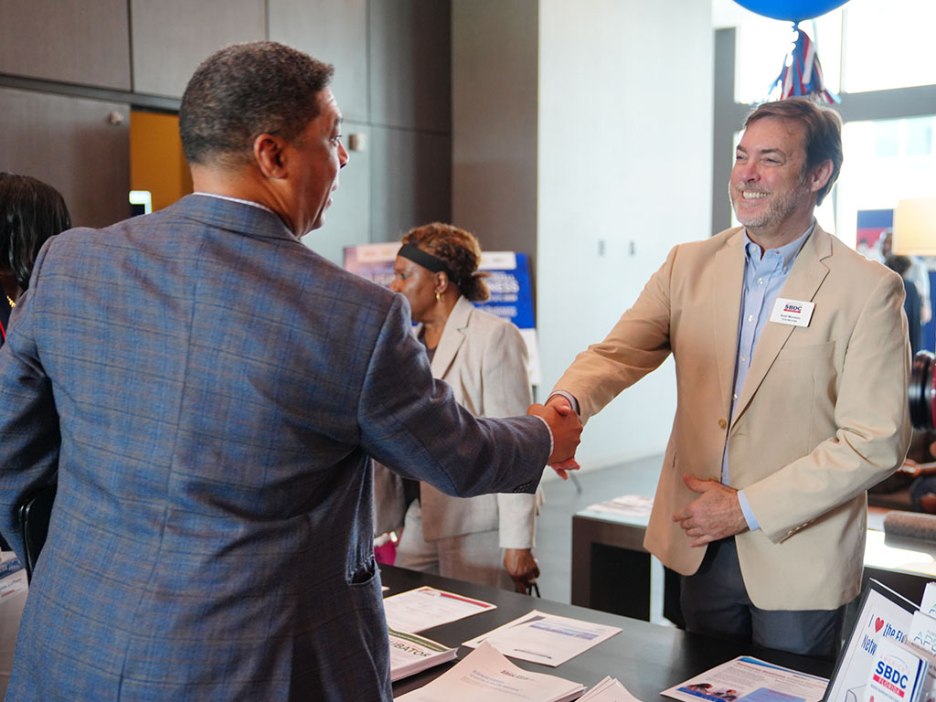 Networking and collaboration took center stage during the Florida SBDC at FAMU’s 43rd Annual Big Bend Regional Small Business Week celebration, where attendees connected with experts and organizations committed to supporting small business success. (Photo by: Jasmine Mason / ItsMasonProductions)