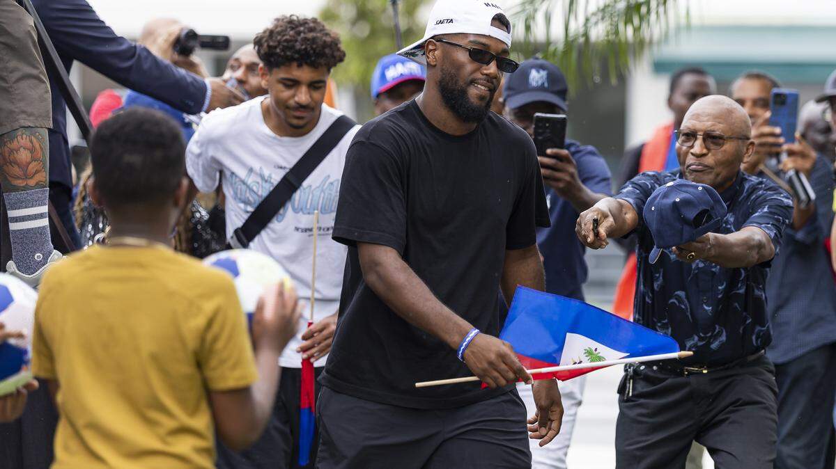 Haiti forward Duckens Nazon leaves after speaking during a meet-and-greet with fans at the Museum of Contemporary Art on Saturday, May 30, 2026, in North Miami, Fla. Haiti forward Duckens Nazon leaves after speaking during a meet-and-greet with fans at the Museum of Contemporary Art on Saturday, May 30, 2026, in North Miami, Fla.