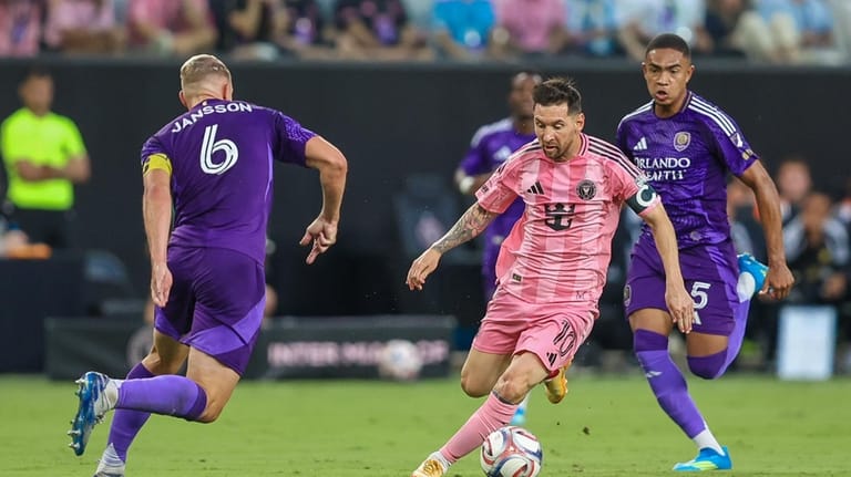 Inter Miami forward Lionel Messi (10) controls the ball as...