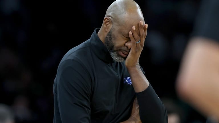 Orlando Magic Head Coach Jamahl Mosley reacts to a foul...