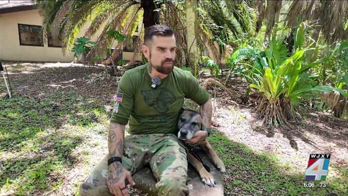 Service dog owned by military vet helps sniff out marijuana brick that washed ashore at Hanna Park