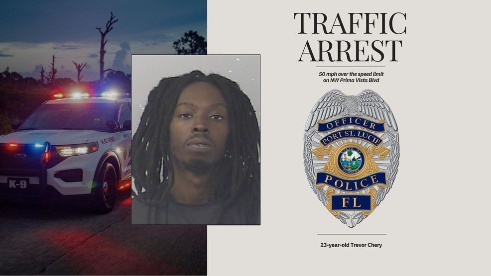 Port St. Lucie police arrested 23‑year‑old Trevor Chery after clocking him at 90 mph in a 40 mph zone near Sportsman’s Park, a popular community area. (PSLPD)