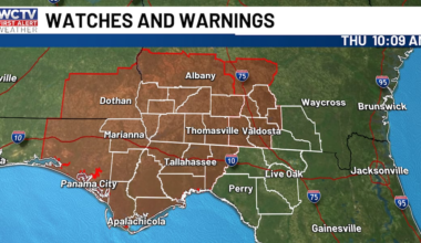 Update on storms moving through Big Bend, South Georgia