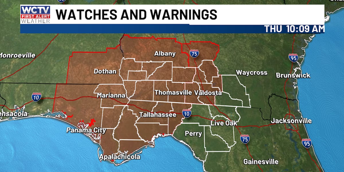 Update on storms moving through Big Bend, South Georgia