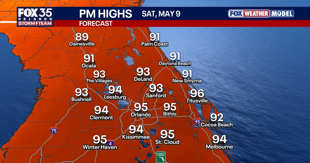 Orlando weather: Lingering showers possible overnight, with mostly sunny, hot Saturday ahead