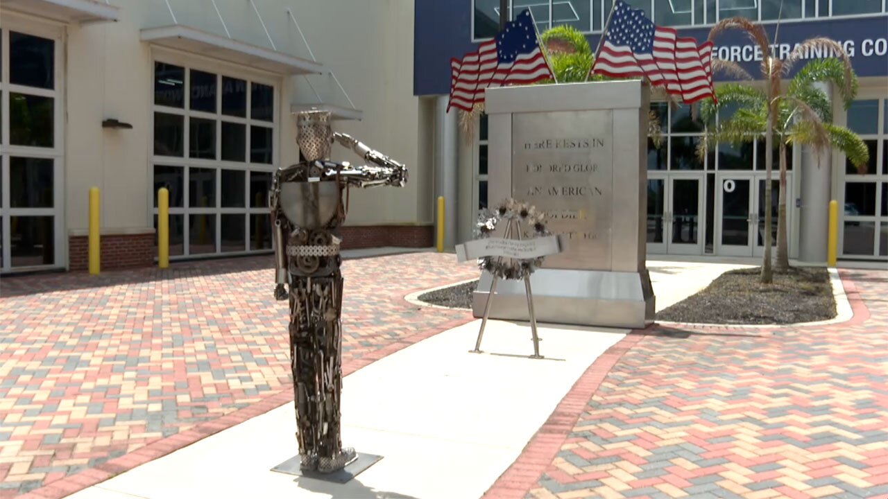 Welding Technology students at Indian River State College created a steel sculpture honoring the Tomb of the Unknown Soldier.