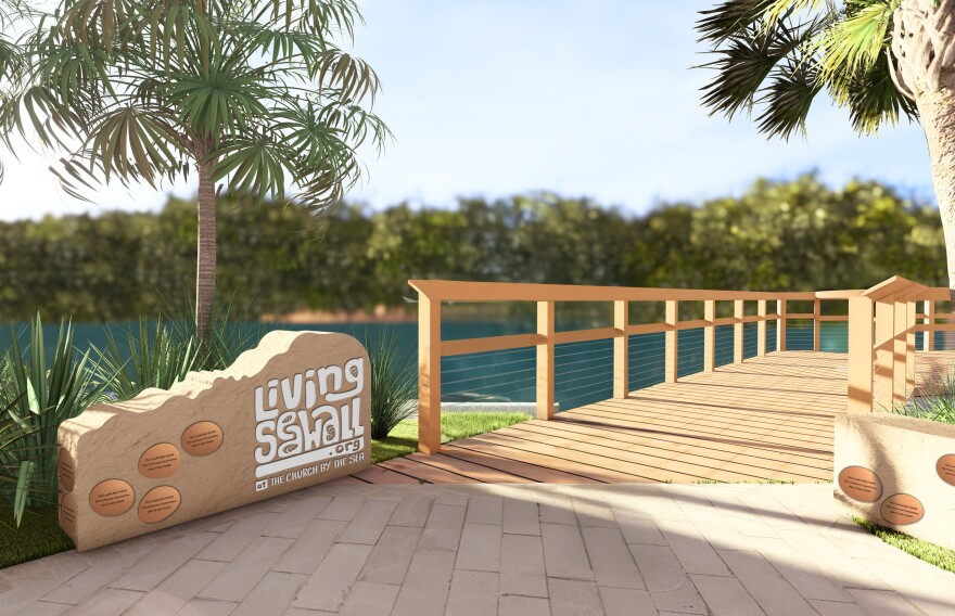 A rendering of the proposed living seawall project at The Church by the Sea in Fort Lauderdale.