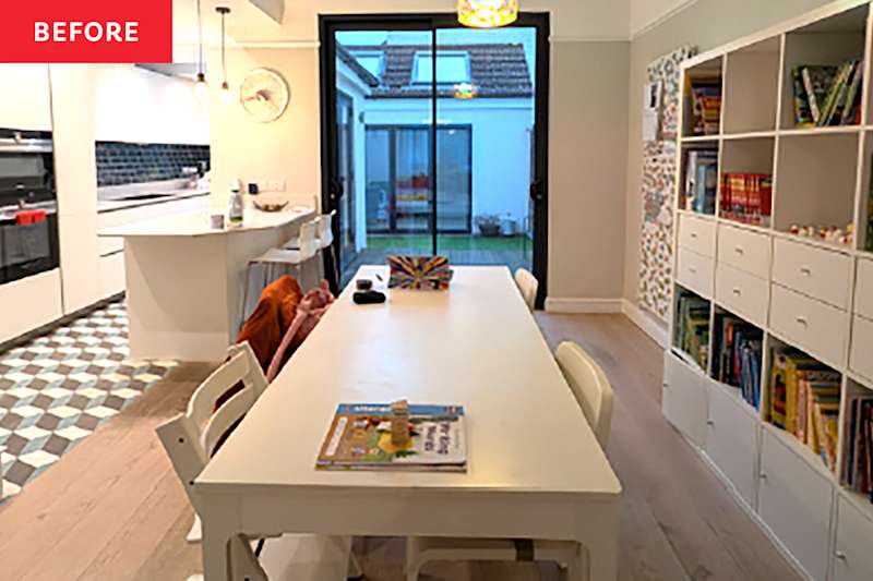 Dopamine Color Blocking Turned This White and Grey Kitchen Into a Miami-Inspired Escape