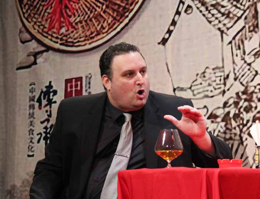TJ Albertson as Tony Roma in The Studio Players' production of 'Glengarry Glen Ross.'