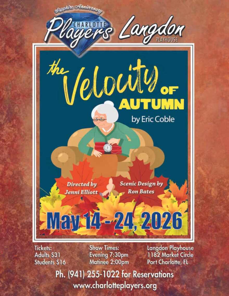 Charlotte Players Graphic for 'The Velocity of Autumn'